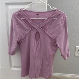 Maeve Women's Pink Crisscross Short Sleeve Tee